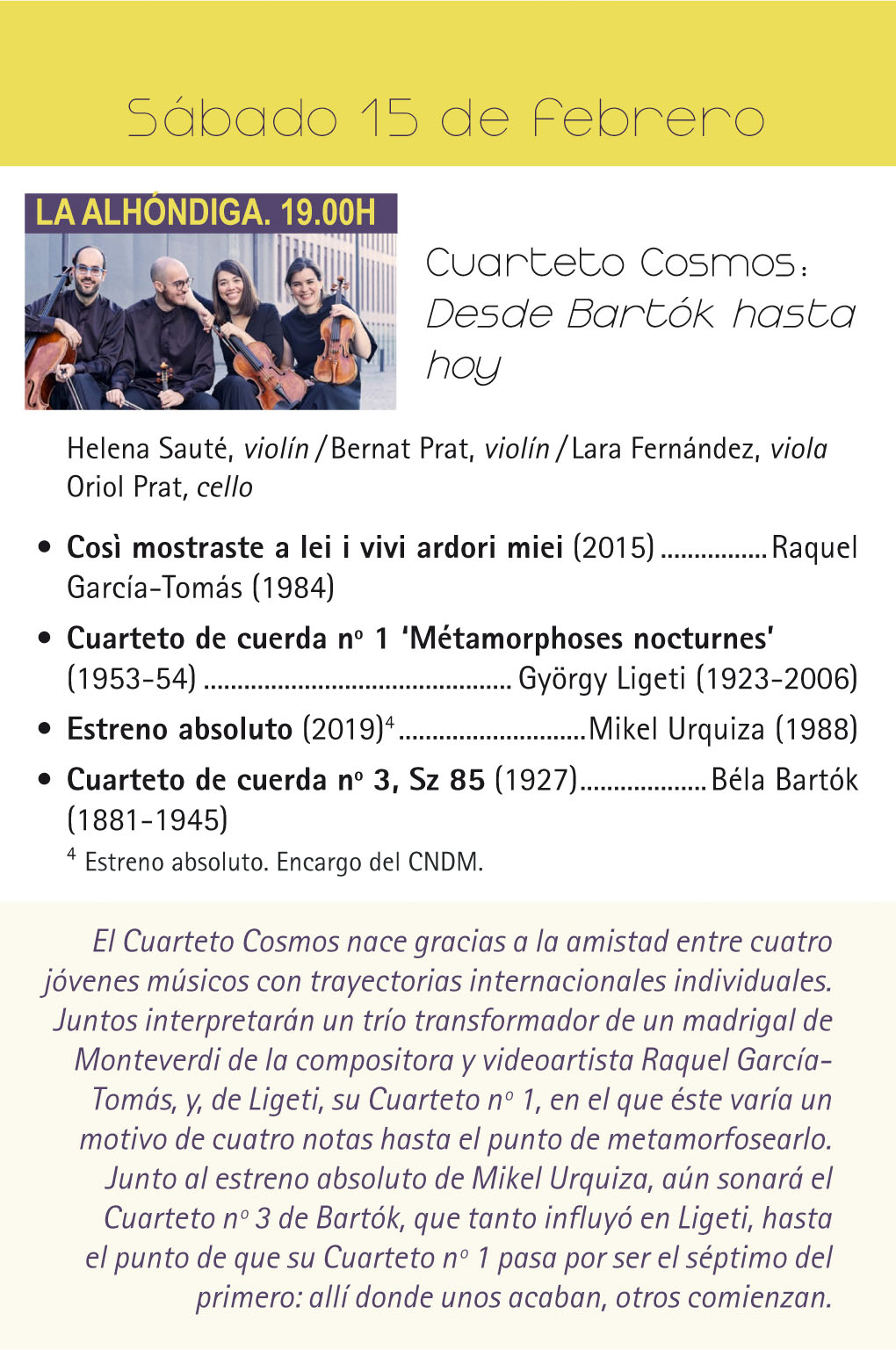 Cosmos Quartet - Jornadas de Música Contemporánea