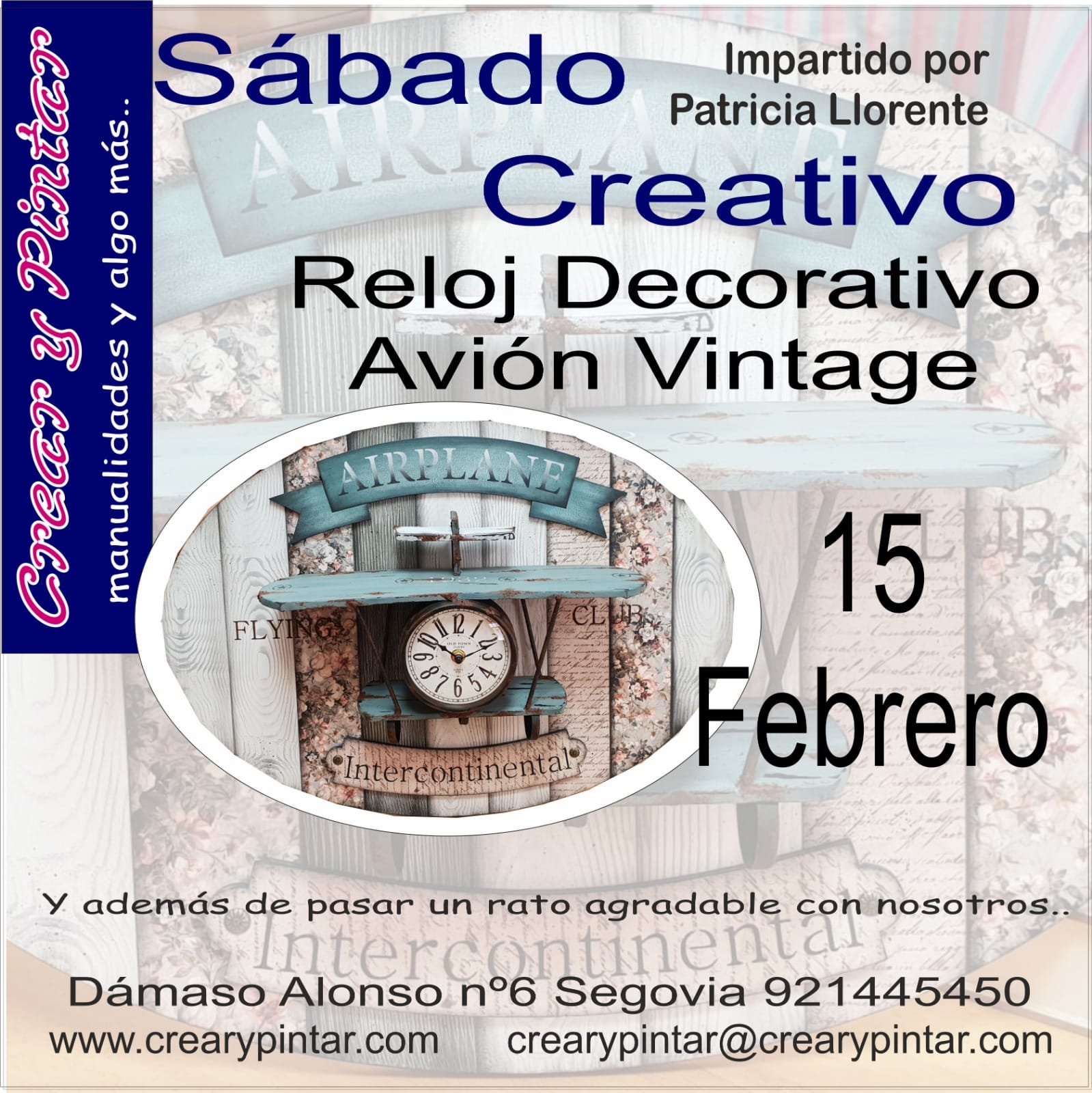 Curso: Reloj decorativo avión vintage – Sábado creativo