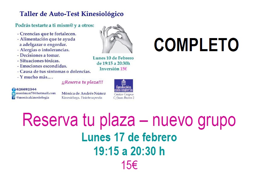 Taller de Auto-Test Kinesiológico en Centro Corpus