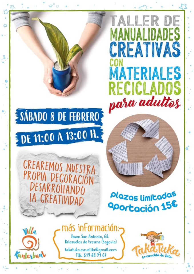 Taller de manualidades con materiales reciclados para niños en Palazuelos de Eresma