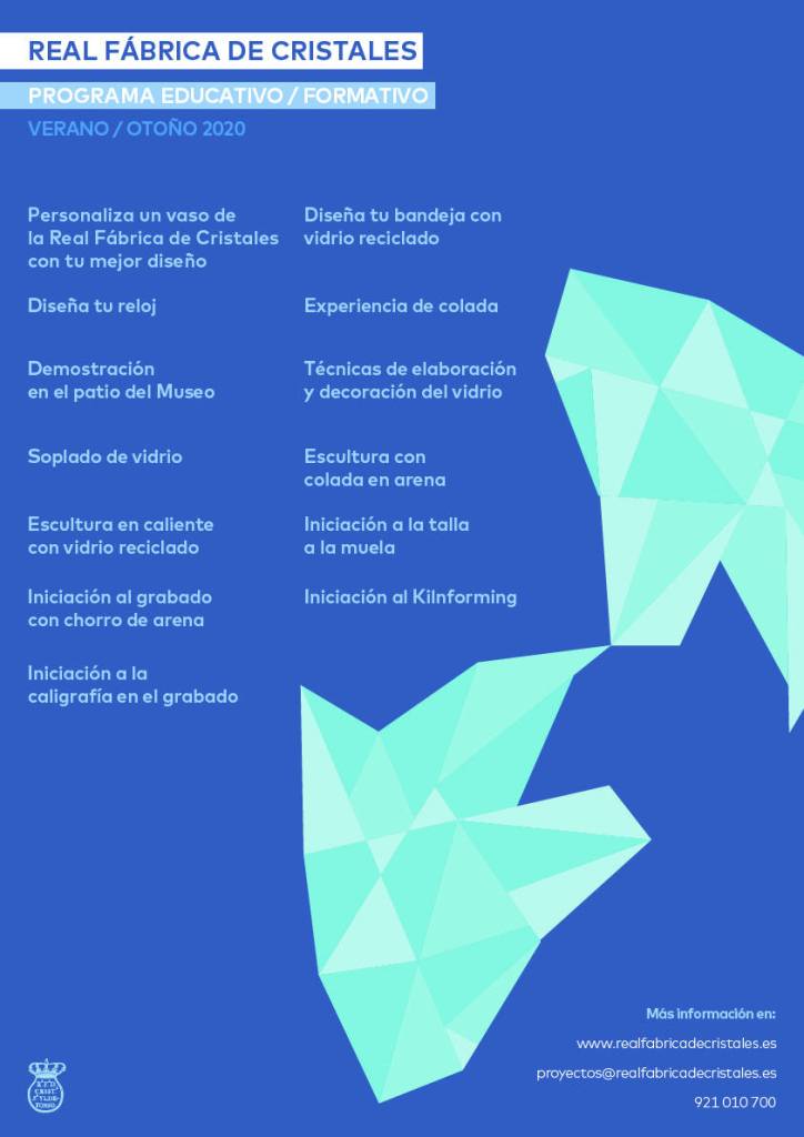 CURSOS Y TALLERES DE VERANO EN LA REAL FÁBRICA DE CRISTALES 2020