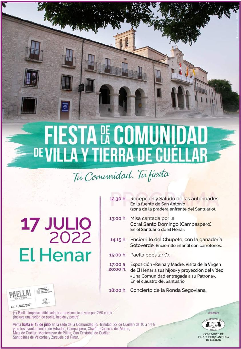 Fiestas de la Comunidad de Villa y Tierra de Cuéllar 2022 Eventos de