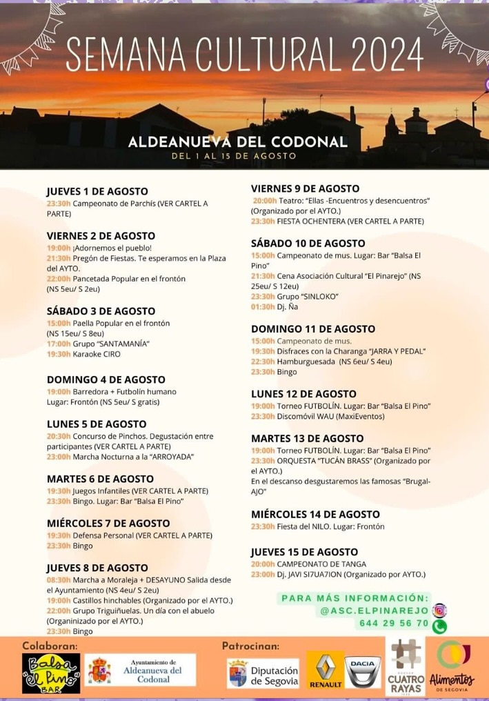 Aldeanuaeva del Codonal 2024 Semana Cultural - Eventos de Segovia