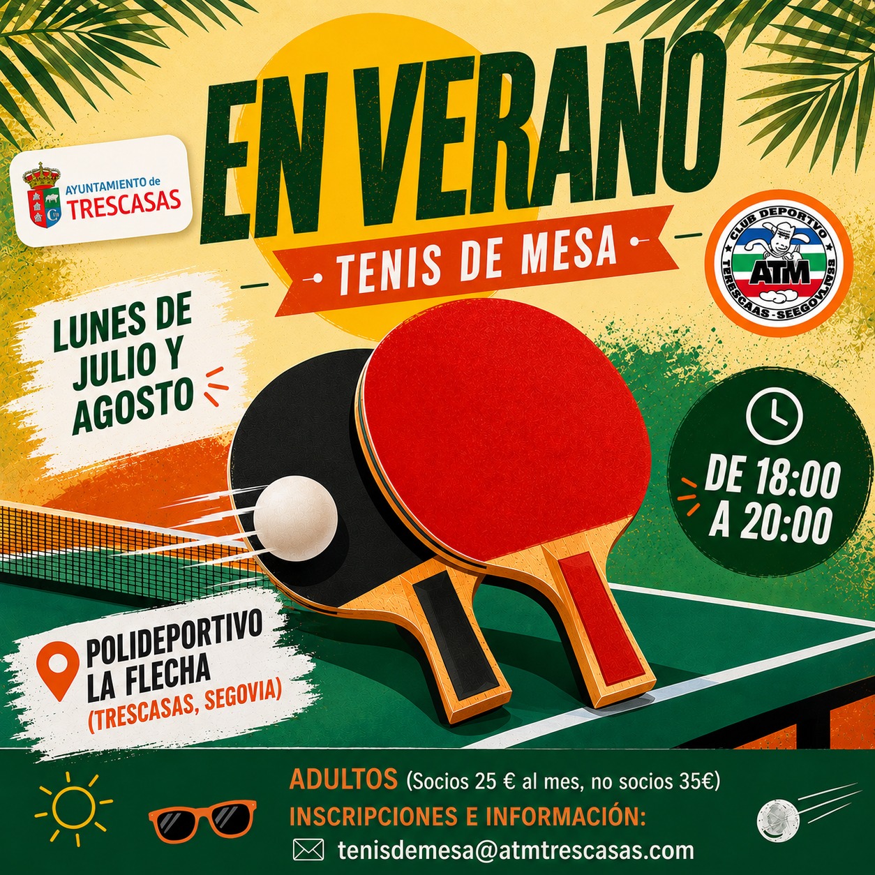 Tenis de mesa en verano en el Polideportivo La Flecha de Trescasas ...